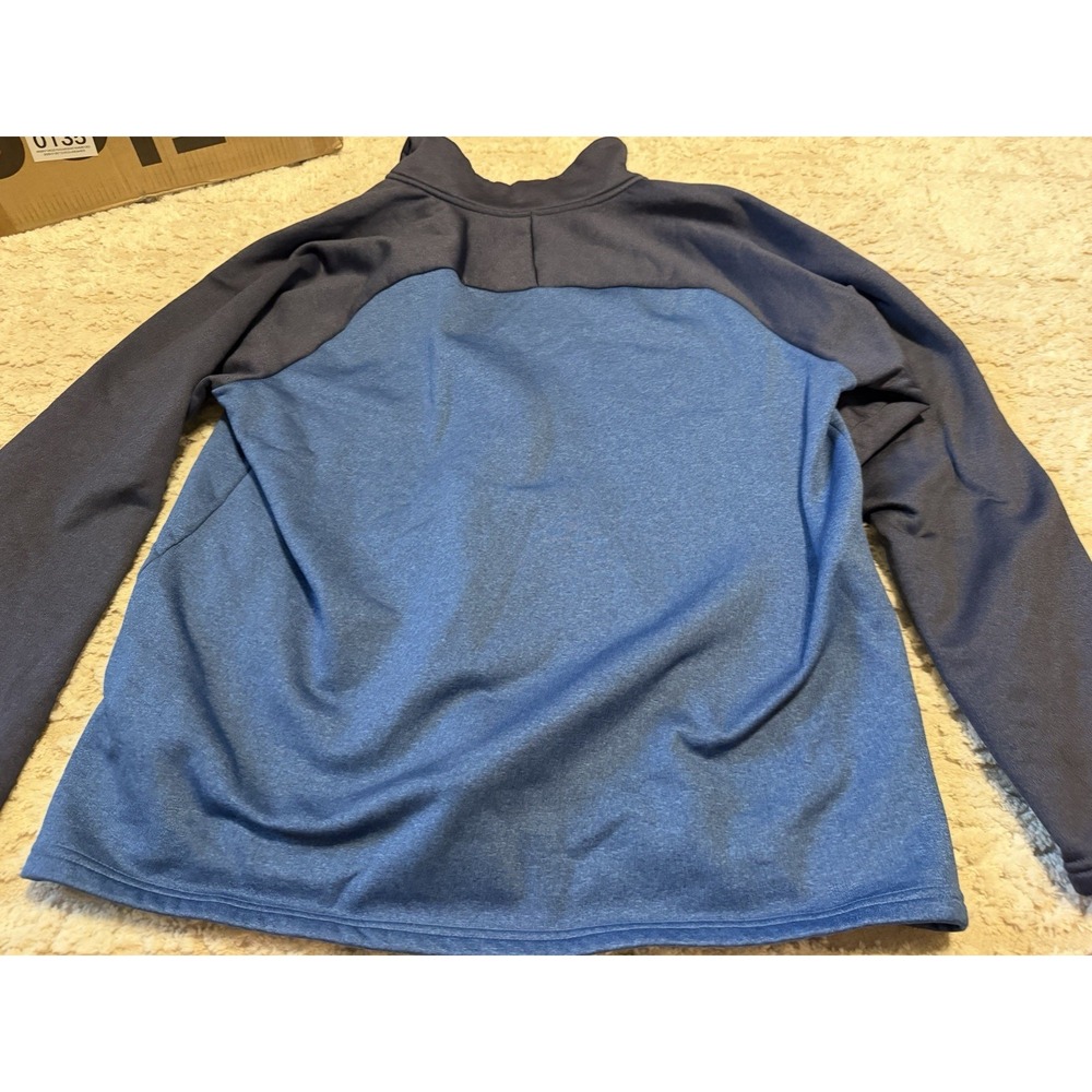LL Bean Mountain Fleece Jacket Mens Large 1/4 Zip Colorblock Carbon Navy Blue